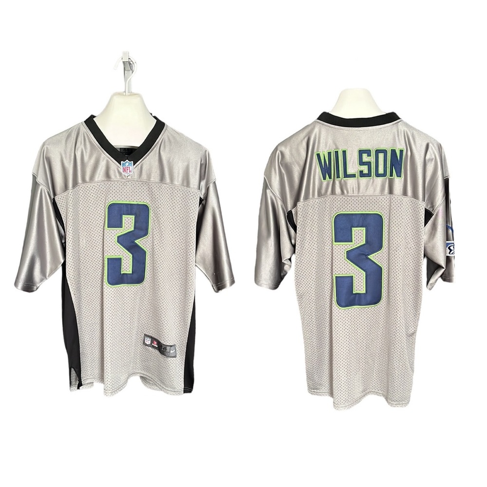 Nike NFL Seattle Seahawks Wilson Gray Football Jersey